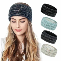 new style wool knitted headband hair accessories european and american fluorescent color pure color plus velvet sports headband