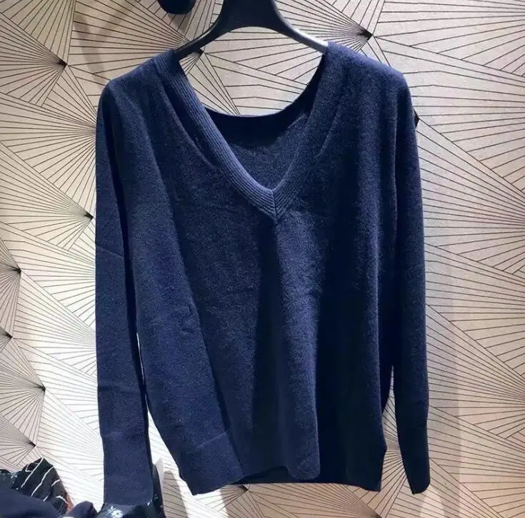 

Женский свитер, новинка осень-зима 2021, стильная тщательная блузка с V-образным вырезом сзади