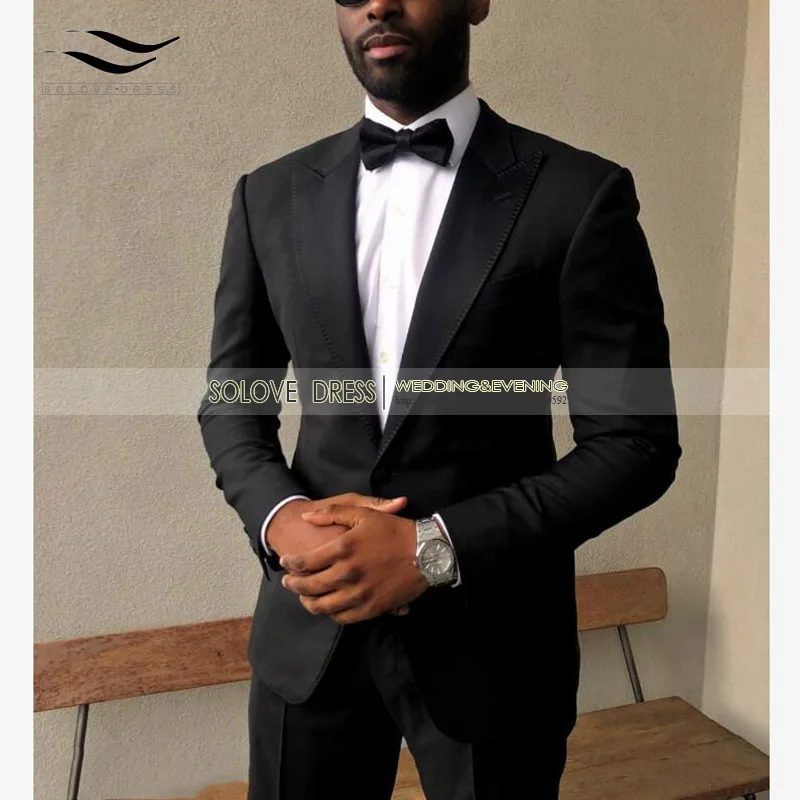Solovedress (Blazer+Pants)2 Pieces Peaked Lapel Solid Mens Blazer Jacket Suit with Pants Single Breasted Formal Tuxedos Evening | Свадьбы и