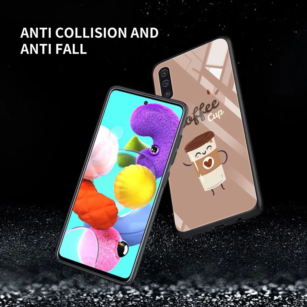 

Coffee Wine Cup Glass For Samsung Galaxy A51 A71 A50 A70 Tempered Phone Case A31 A21s A30 A91 A41 M31 A40 A32 A12 Cover