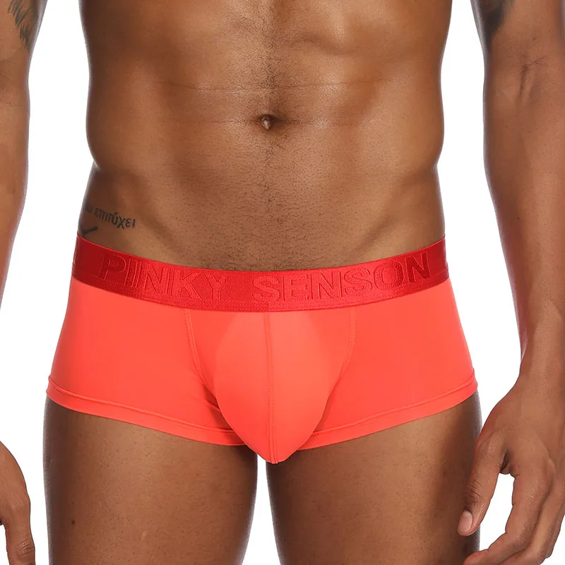 S19BB-Orange IYUNYI, мужское нижнее белье, боксеры, шорты, u-образный выпуклый мешочек, ледяной шелк, мягкие сексуальные мужские трусы-боксеры, homme Cuecas, мужские трусы - Цвет: S19BB-Orange