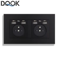 eu standard usb socket panel double outlet16a quality power panel ac 110250v 146mm 86mmdouble frame wall usb power outlet