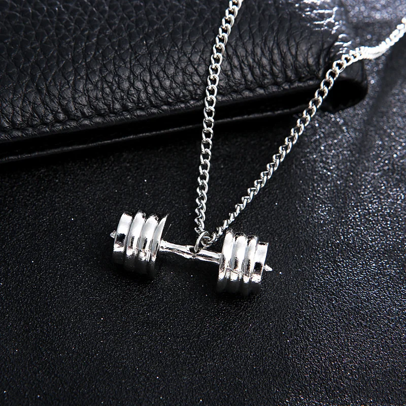 Креативное ожерелье в виде гантели для спорта фитнеса модная пара подвесок с