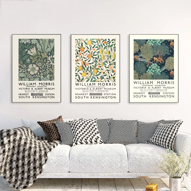 

William Morris Canvas Print The Victoria and Albert Museum Exhibition Poster London Underground Art Nouveau Painting Wall Decor