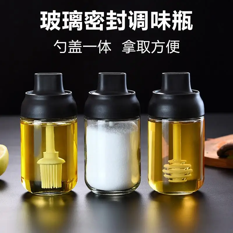 

Баночка для специй, встроенная влагостойкая баночка для специй с крышкой, домашняя кухонная герметичная баночка, бутылка для MSG, щеточный го...