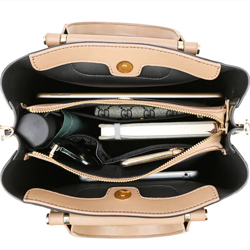 

High Quality Real Leather Shoulder Tote Bags 2021 Fashion Letter Printing Women Messenger Bag Larger Capacity Handbags Sac Femme