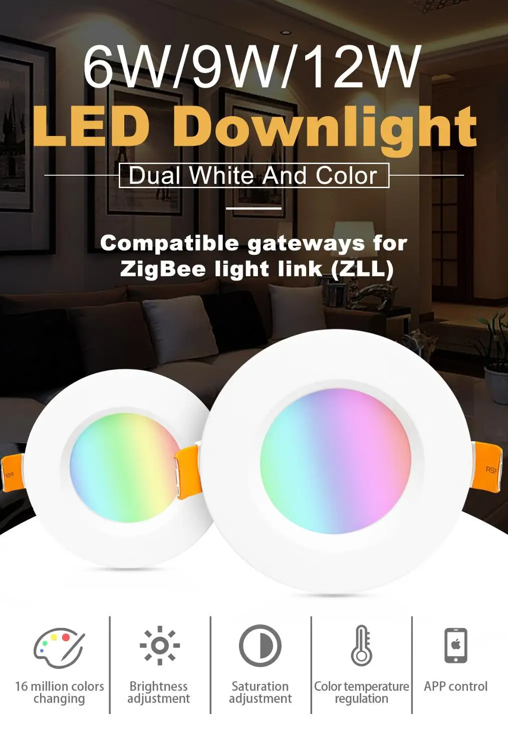Светодиодный точечный светильник для умного дома ZIGBEE light link RGBCCT светодиодная