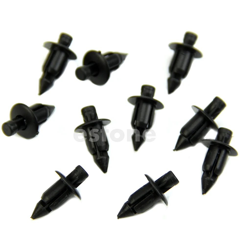

New Car Bumper 6mm Hole Black Plastic Rivets Fasteners for toyota 10Pcs T3ED