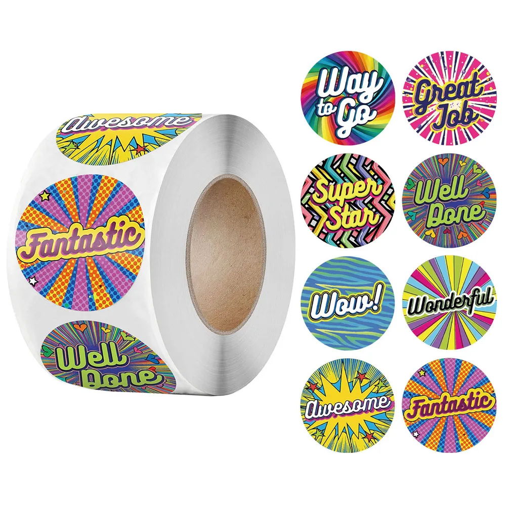 

Funny Reward Stickers for Kids Toy 1 Inch Sticker for School Classroom Supplies Encourage Student Thank You Stickers 500pcs/roll