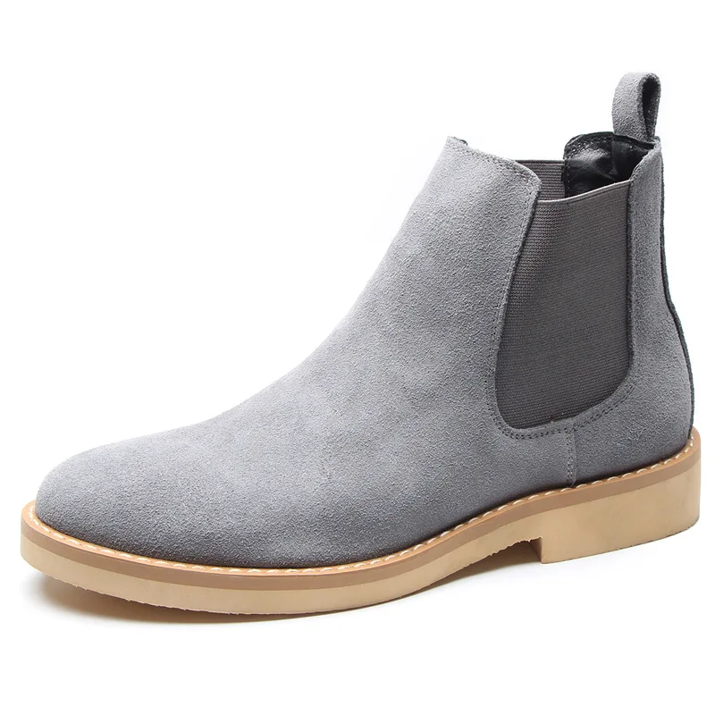 

England designer men's casual chelsea boots breathable cow suede leather shoes slip-on cowboy shoe platform ankle boot sapatos