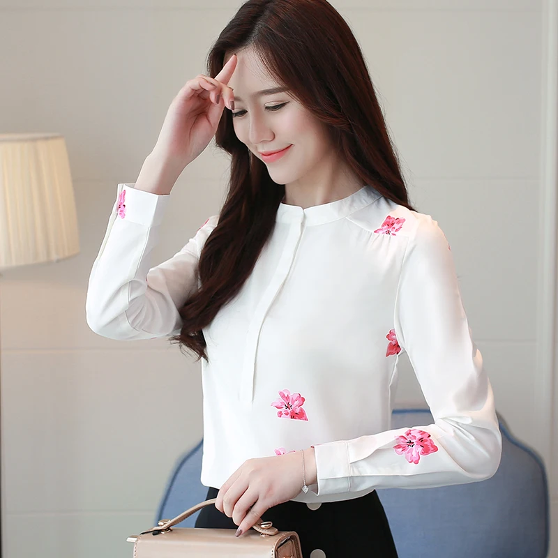 Женская блузка с длинным рукавом размера плюс белая принтом модная женская и