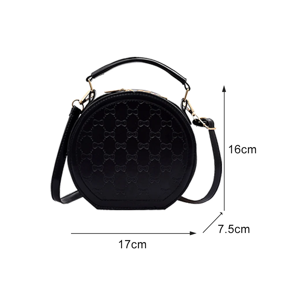 

Fashion Women Round Shoulder Bags Solid Color PU Leather Ladies Small Circle Messenger Crossbody Handbags Travel Purse for Girls