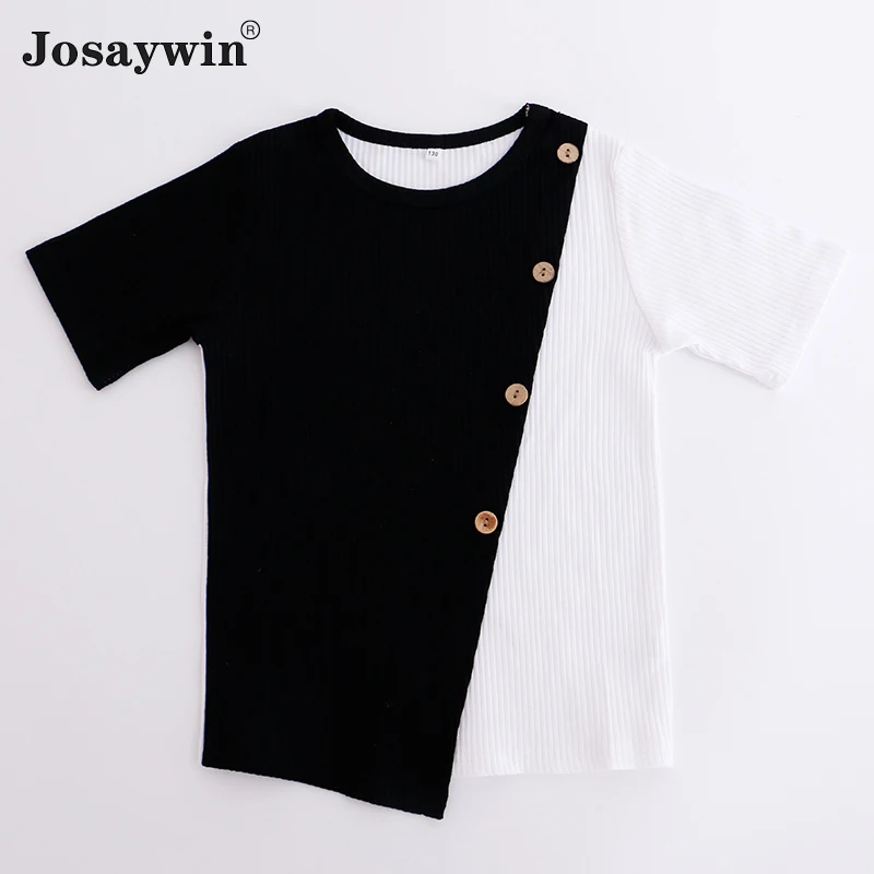 Hot Style Kids Clothes T shirt Baby Girls Boys Clothes O-neck Short Sleeves Fashion Patchwork Children T-shirt Girls Boys Tops