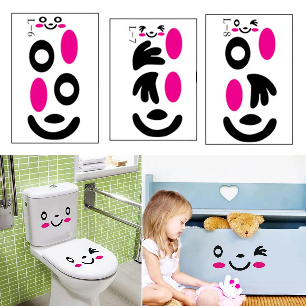 1 шт. DIY улыбающееся лицо Фреска стикеры Туалет наклейки на сиденья ванная комната