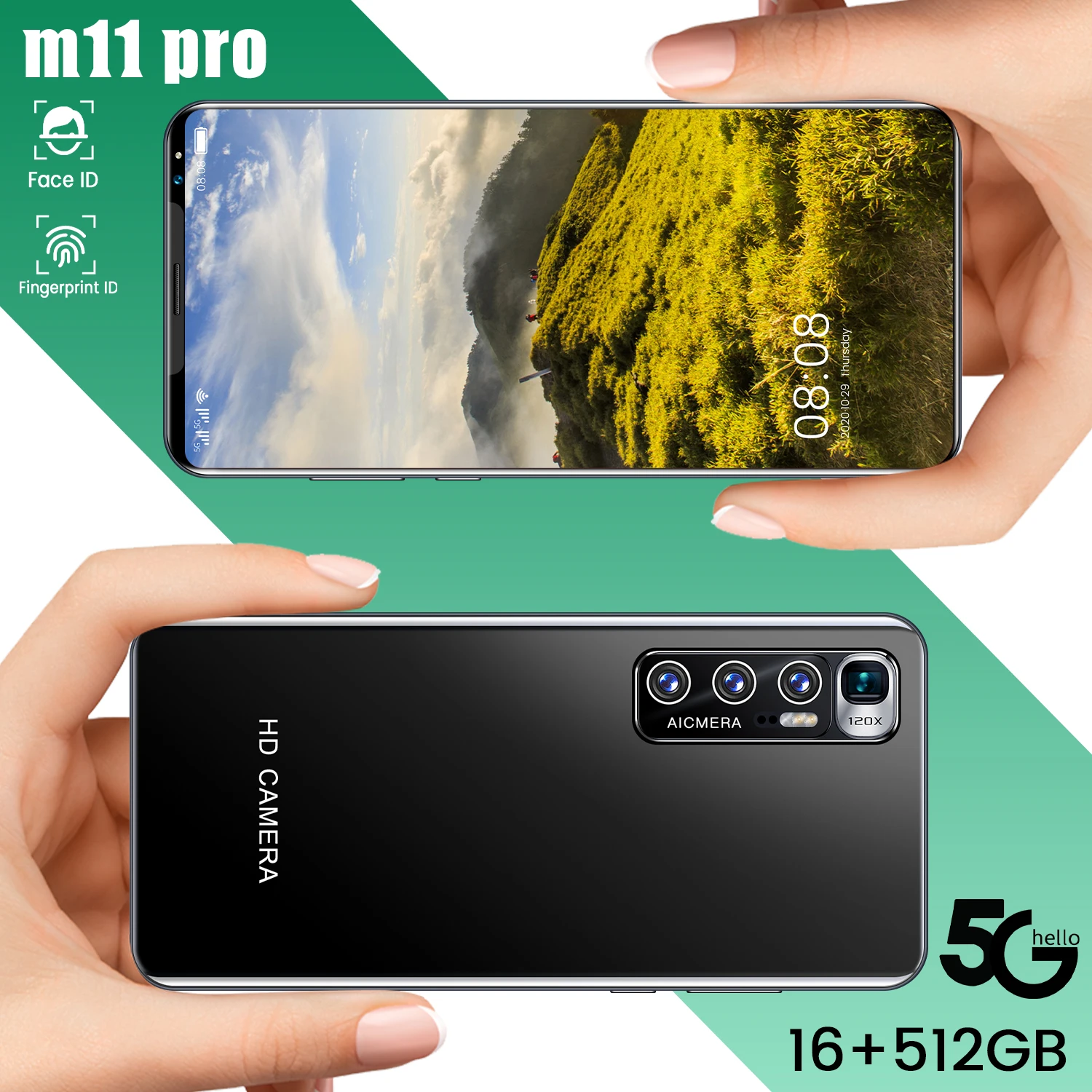 

M11 Pro Smartphone Cell Phone 5.5 Inch MTK6889 16GB+512GB 24M+32M 5600mAh 5G Xao Mi Network Mobile Phone Android 10