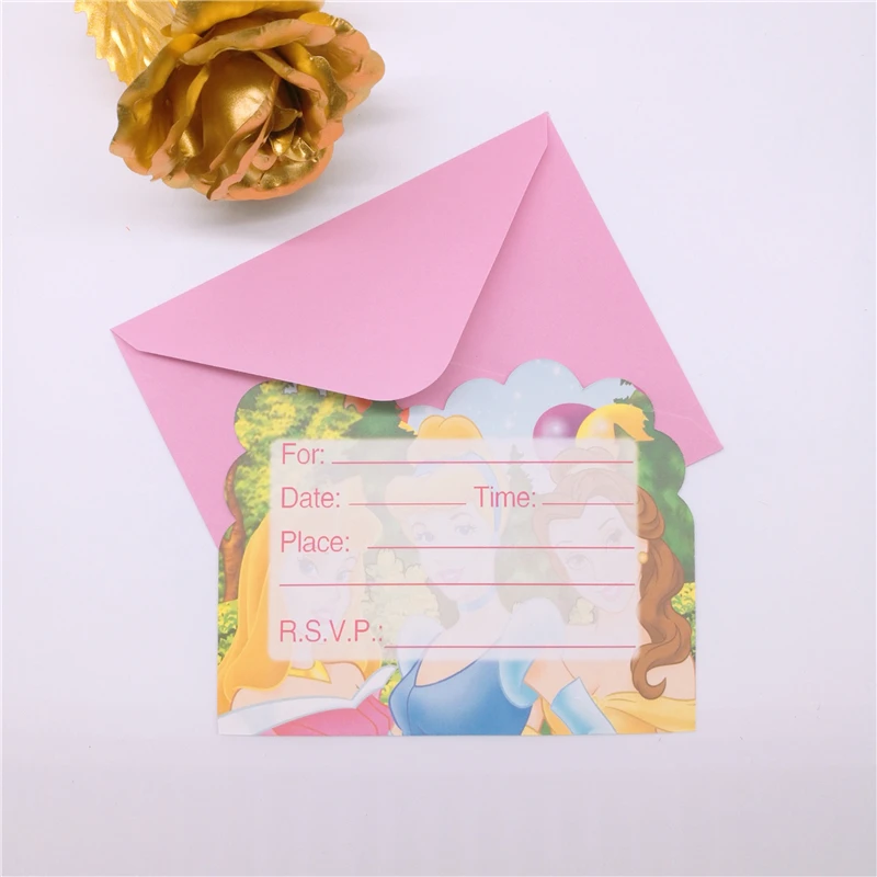 6 шт. пригласительные открытки принцессы на день рождения|Производители шума| |