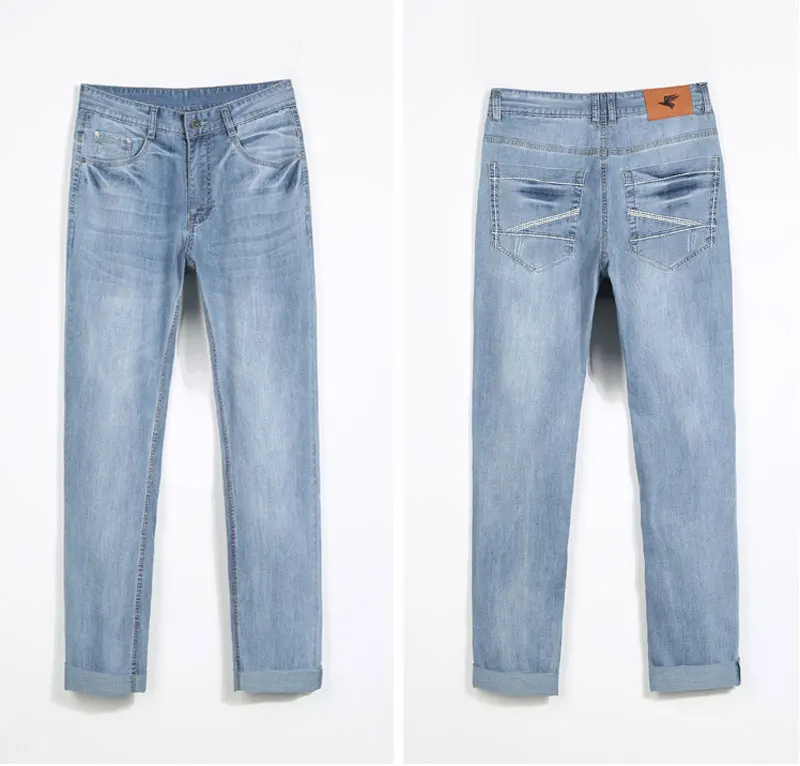 Large Size 28-44 Loose Baggy Straight Classic Men Jeans Casual Hip Hop Skateboard Denim Trousers Light Blue Wide Leg Pants | Мужская