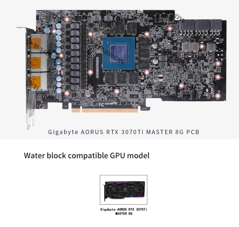 Водяной блок Barrow GPU для GIGABYTE AORUS RTX 3070TI MASTER 8G Card с системой водяного охлаждения