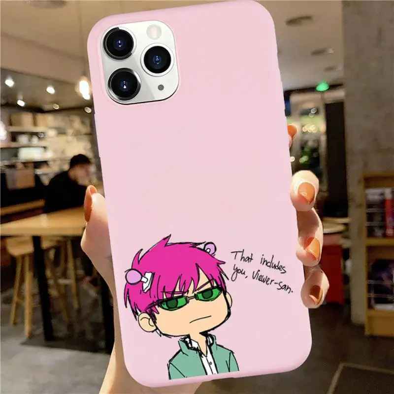 

Anime The Disastrous Life of Saiki K Clear Phone Case Candy Color for iPhone 6 7 8 11 12 s mini pro X XS XR MAX Plus