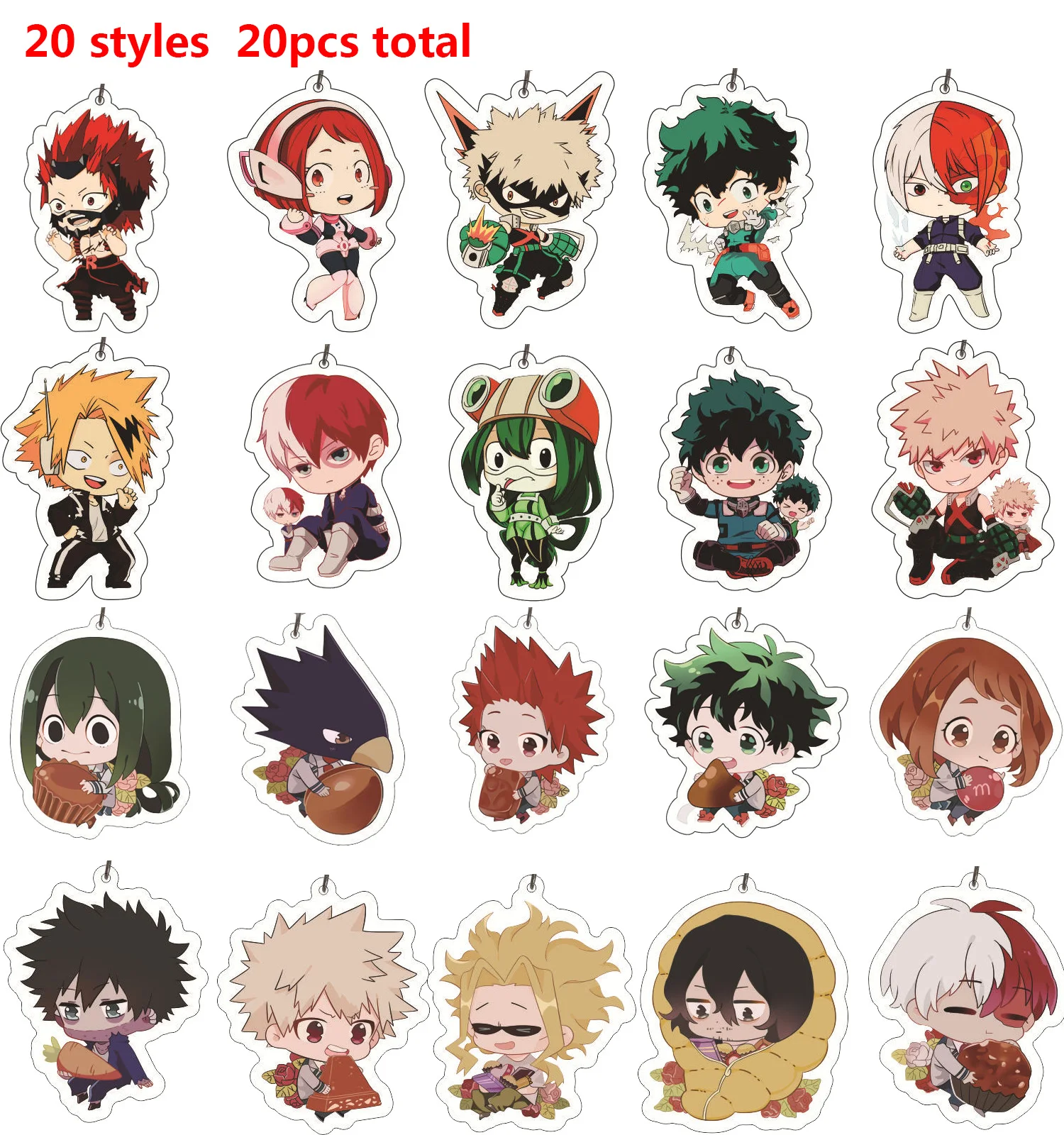 20 шт./лот My Hero Academia акриловый брелок Аниме Izuku Bakugou Katsuki Todoroki Shoto фигурка кулон