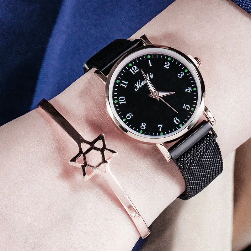 Женские Модные Простые часы Reloj наручные с золотым магнитным ремешком светящиеся