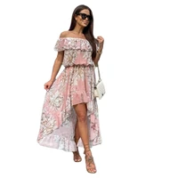 2021 european american hot selling good quality factory price summer sexy ruffled neckline dress