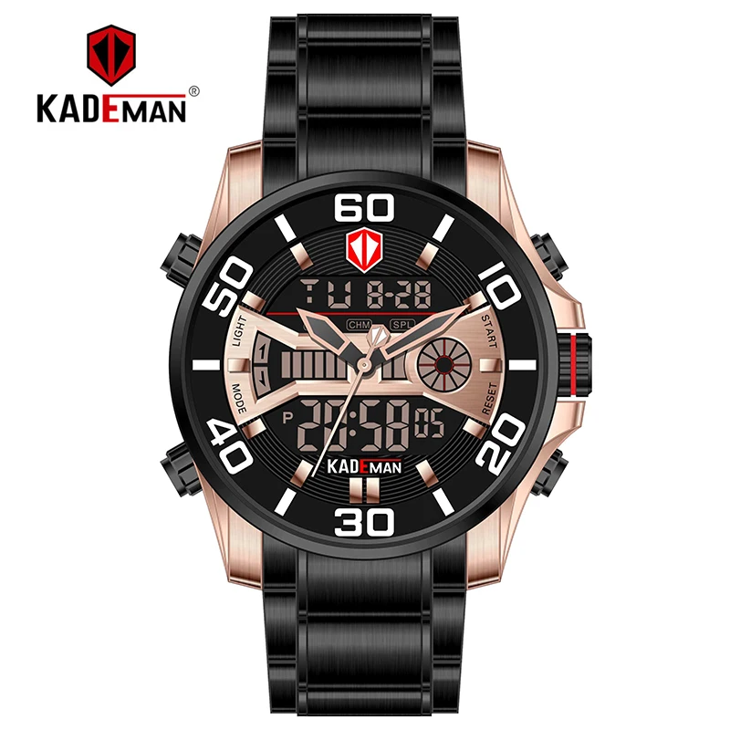 K6171-RGB-RG-B Новые Роскошные мужские часы 30 м водонепроницаемые спортивные часы Роскошный светодиодный дисплей наручные часы Автоматическая Дата полностью стальные повседневные мужские часы - Цвет: K6171-RGB-RG-B