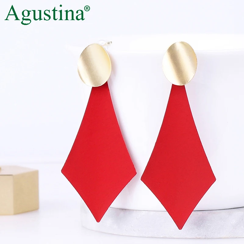 

Agustina women drop earrings fashion jewelry red earrings metal circle long earrings dangle geometry earring boho wholesale new