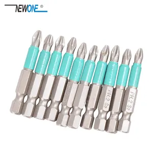 Набор ударных насадок для шуруповерта Ph2 50 мм S2, 10 шт., шестигранный хвостовик 14 дюйма