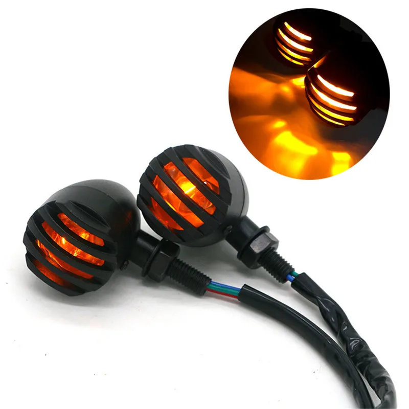 2 шт. мотоцикл ретро черный гриль пуля Янтарная лампа для мотоцикла светодиодный