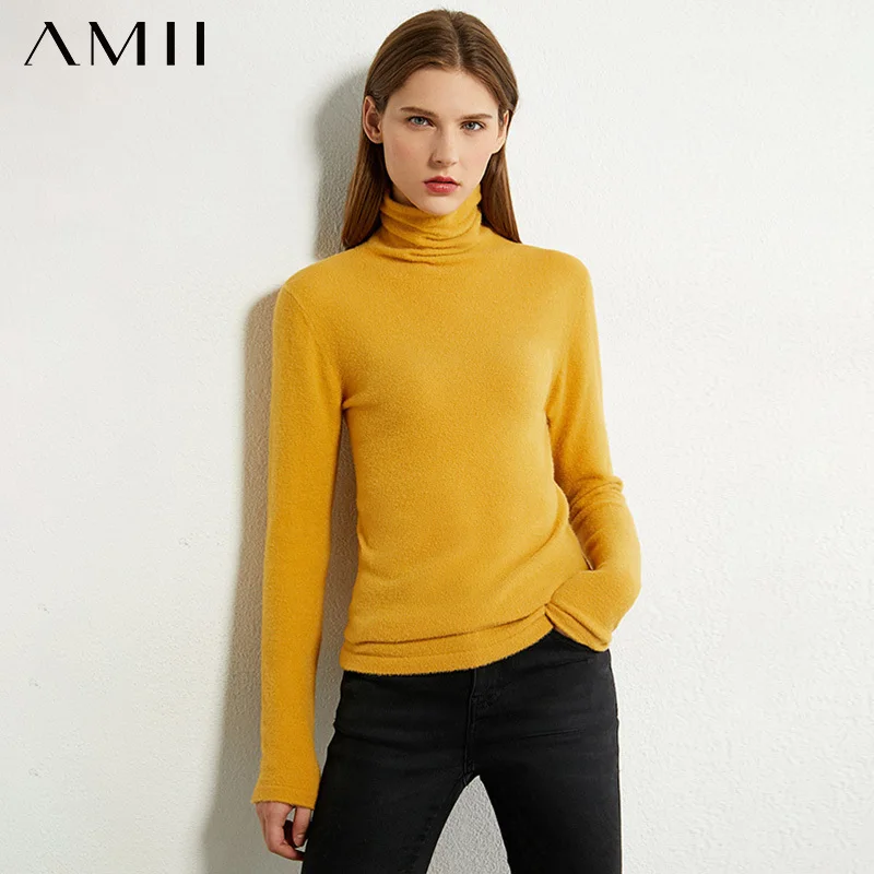 

AMII Minimalism Autumn Winter Sweaters For Women Causal Solid Basic Women's Turtleneck Sweaters Sweaters For Female 12060098