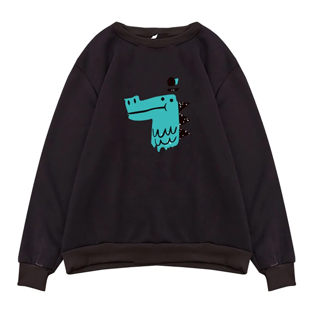 Модный женский простой однотонный Свитшот Jaycosin с принтом динозавра стильные