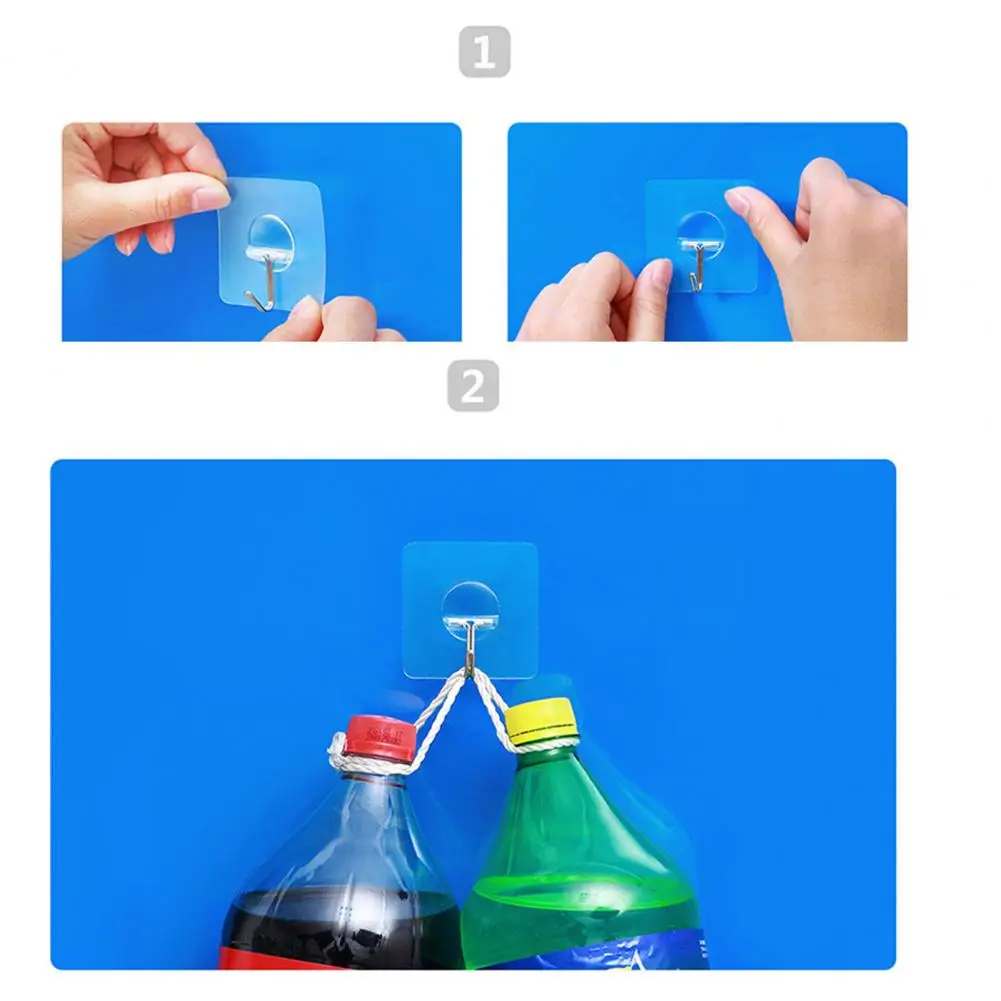 

6Pcs Home Kitchen Wall Rack Strong Adhesive Wall Hook Adhesive Hook is Strong And Transparent Punch-Free Universal Hook