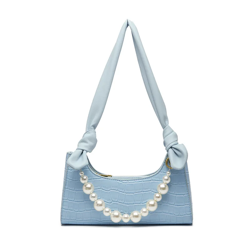 

Boutique recommendation 2021 new underarm bag ladies summer shoulder portable chain pearl gradient bag milk tea bag baguette bag