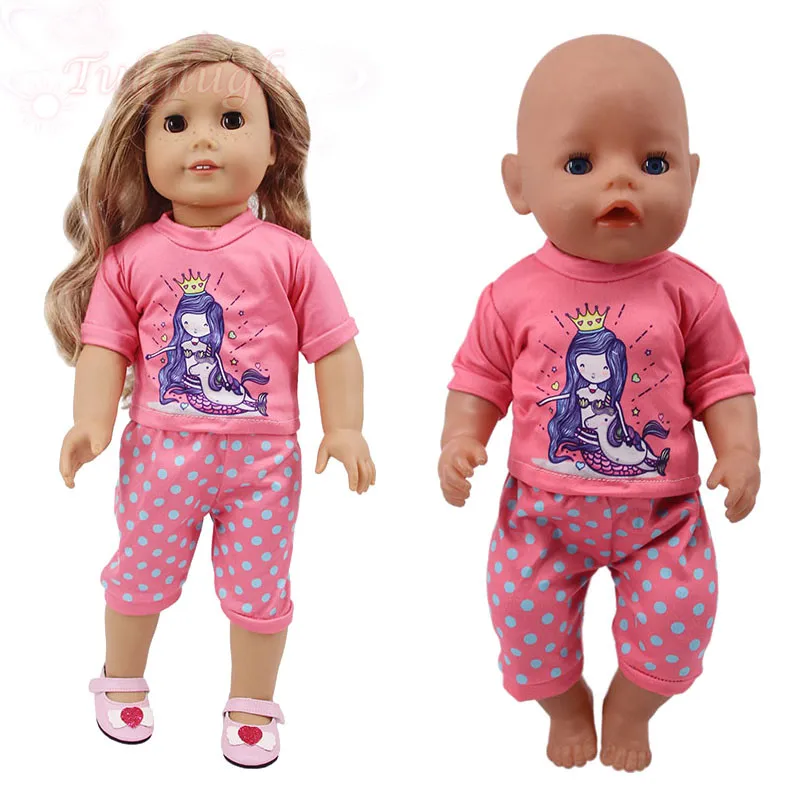 

Милая летняя розовая пижама в виде единорога для 18-дюймовых американских кукол и 43 см новорожденных, аксессуары для одежды