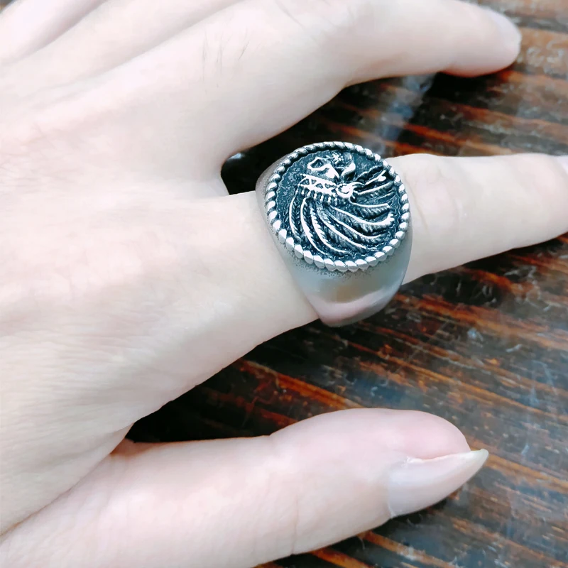 Мужское Винтажное кольцо с черепом Золотое из нержавеющей стали в стиле панк