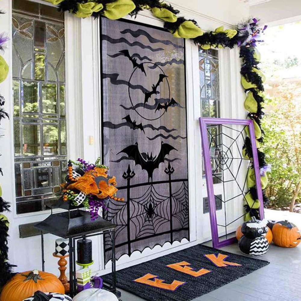 Занавеска на Хэллоуин оригинальная летучая мышь паутина призрак дом с