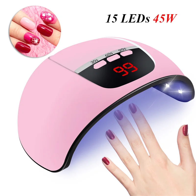 Портативная USB УФ светодиодная лампа 45 Вт Сушилка для ногтей маникюра Гель лак