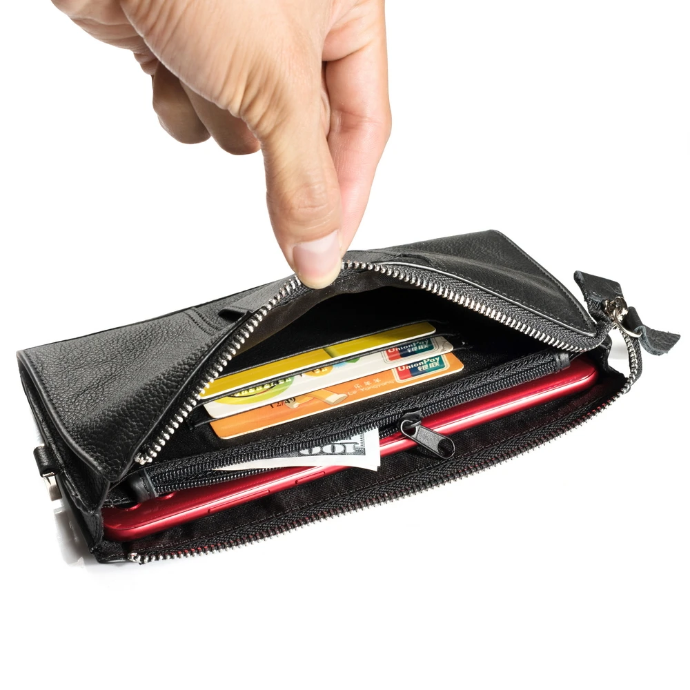 Кожаная сумочка на молнии для мужчин и девушек бумажник из воловьей кожи кобура