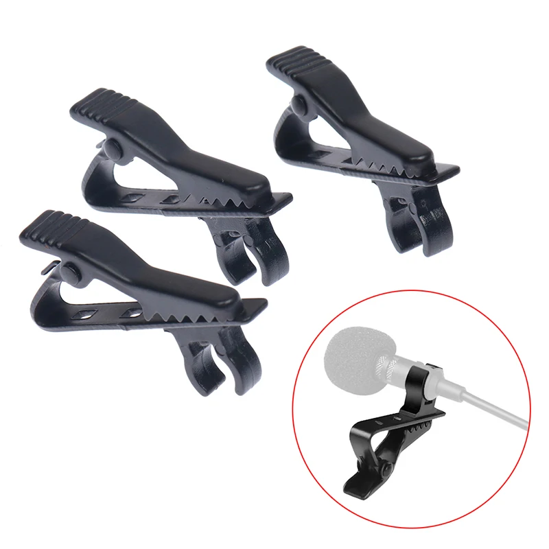

New 3 x Microphone Metal Lapel Tie Clip for Lapel Lavalier Mic Microphone Universal Replacement(Black)