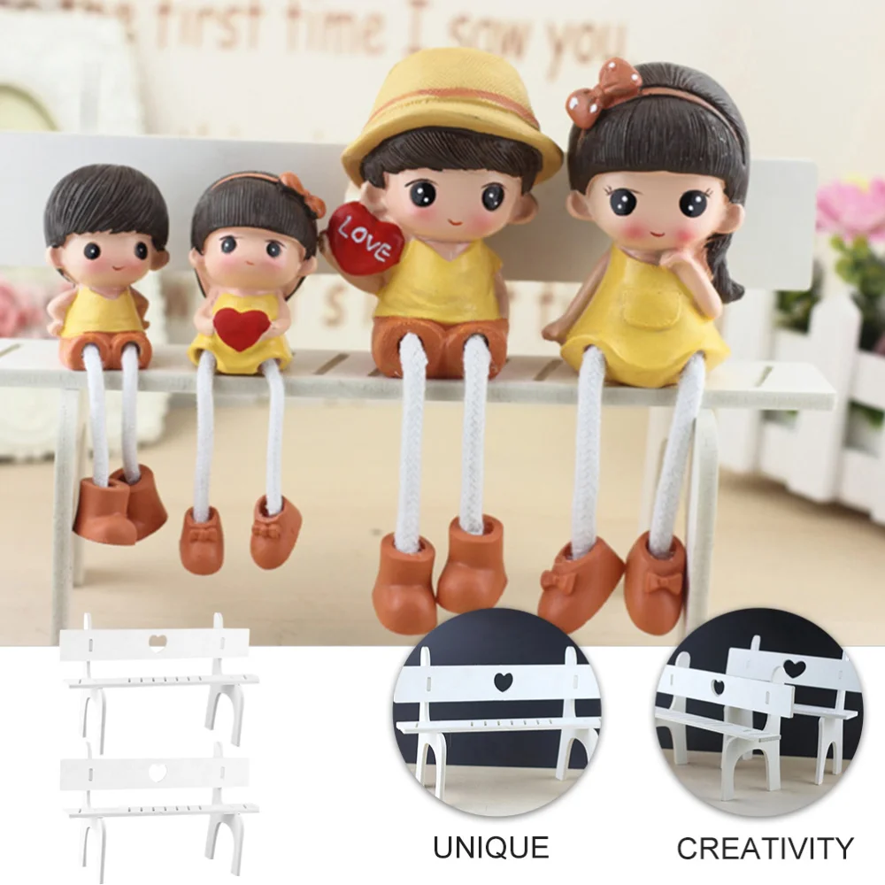 

2 Sets Long Leg Doll Stools Wooden Small Chairs Hanging Legs Doll Bench