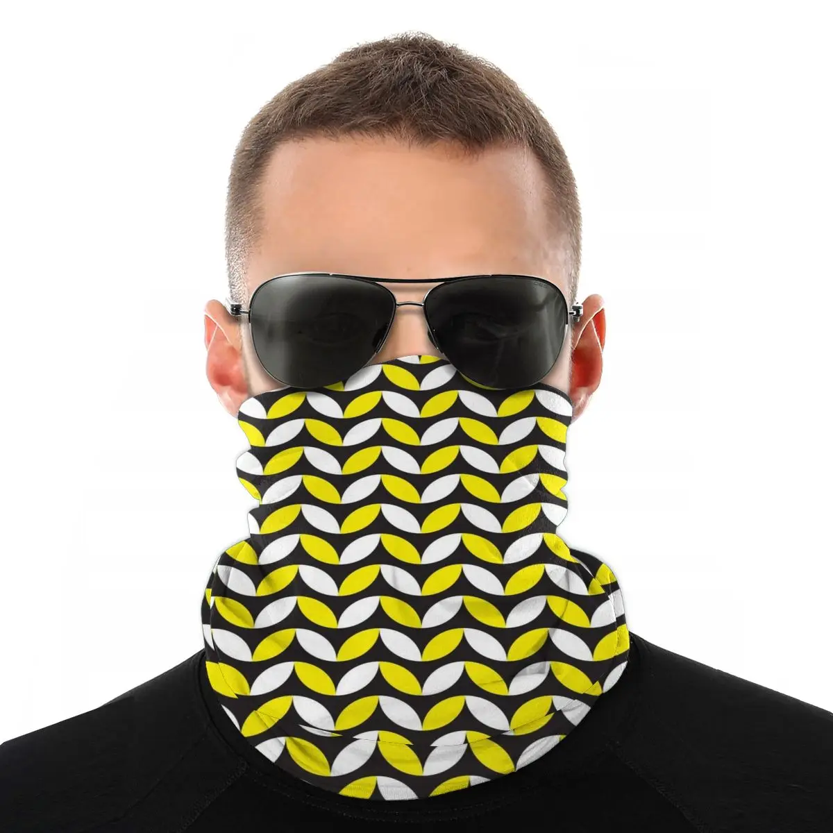 

Geometric Pattern Magic Scarf Half Face Mask Unisex Halloween Neck Warmer Balaclava Bandana Dustproof Headwear Biking Camping
