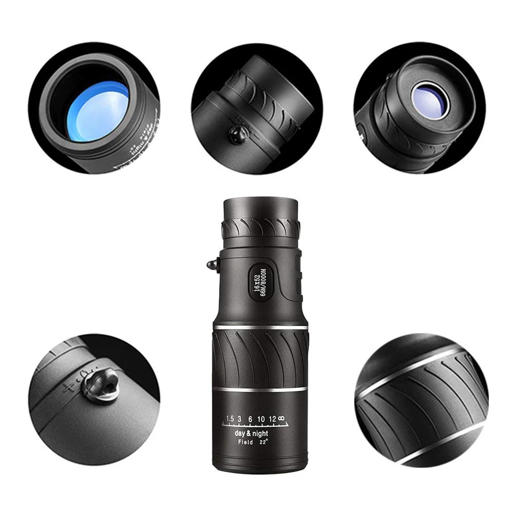 

Portable 16 X 52 High Over Binoculars Telescope Monocular 66 / 8000M Plastic Binoculars Outdoor Black Outdoor Sports Telescope