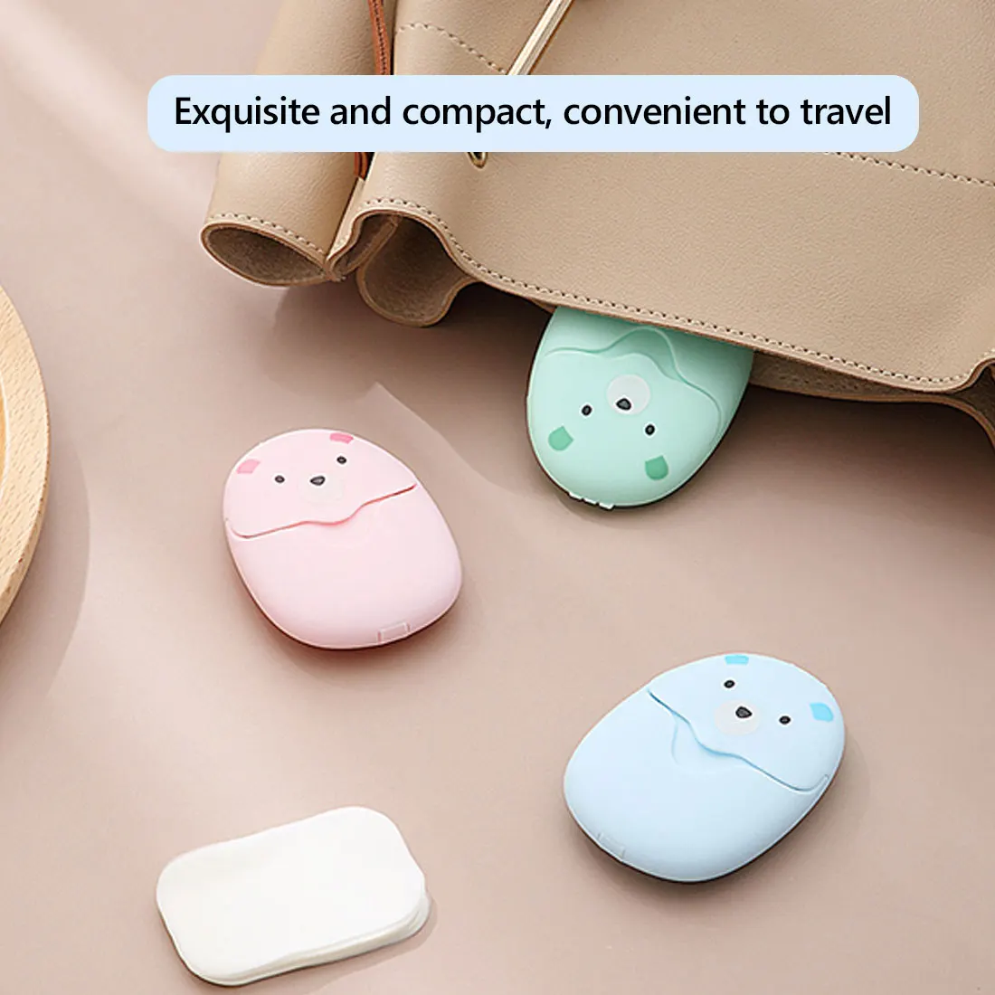 

50 Pcs Disposable Mini Travel Soap Hand Wash Bathroom Portable Cleaning In Box Scented Foam Sheets 3 Colors