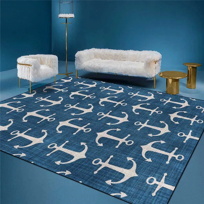 

Fashion European-Style Rug Mediterranean Anchor Blue Yellow Green Black Carpet Living Room Bedroom Bed Blanket Kitchen Floor Mat