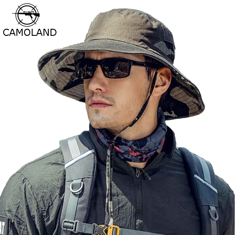 

Кепка От Солнца CAMOLAND для мужчин и женщин, камуфляжная шляпа с широкими полями, с защитой от ультрафиолета, для походов и рыбалки, летняя