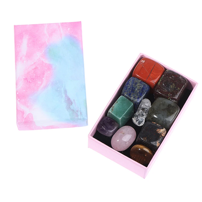 

10 Pcs Seven Chakra Hexagonal Column Energy Stone Combination Set Energy Healing Stone Combination Gemstone Hexagonal Ornaments