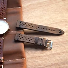 Ремешок ручной работы из натуральной телячьей кожи для часов, ретро браслет из пористой дышащей кожи для наручных часов, 18 мм 20 мм 22 мм 24 мм