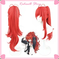 comic diluc wig genshin impact cosplay red high ponytail long curly heat resistant adult men women halloween role play