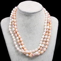 fashion rice shaped beads necklace aa grade natural freshwater pearl necklace comfortable to wear for unisex jewelry gift 45cm